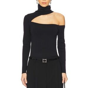 L'AGENCE Azia Cutout Knit Top in Black